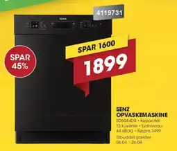 Punkt1 Senz opvaskemaskine SD6044DB tilbud