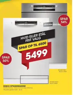 Punkt1 Bosch opvaskemaskine SMU6ZCW10E/ SMU6ZCS10E tilbud