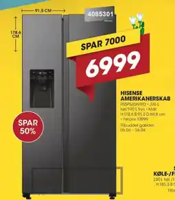 Punkt1 Hisense amerikanerskab RS5P535NTFD tilbud