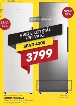 Punkt1 Hisense fryseskab FPF185EWE / FPF185EIE tilbud