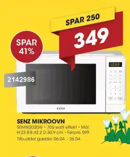 Punkt1 Senz mikroovn SEMW2020W tilbud