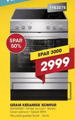 Punkt1 Gram keramisk komfur KE61060NX tilbud