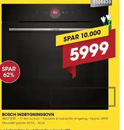 Punkt1 BOSCH Indbygningsovn HBG7741B1 tilbud