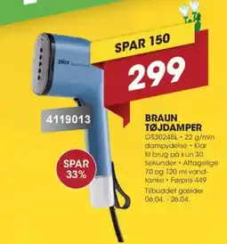 Punkt1 Braun tøjdamper GS3024BL tilbud