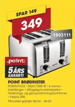 Punkt1 Point brødrister POTA5741GS tilbud