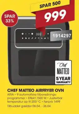 Punkt1 Chef Matteo airfryer ovn ARIA tilbud