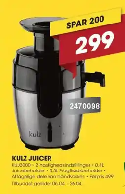Punkt1 Kulz juicer KUJ3000 tilbud