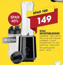 Punkt1 Kulz sportsblender KUSB3000 tilbud