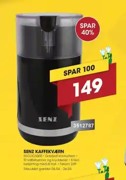 Punkt1 Senz kaffekværn SECOG1000 tilbud