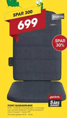 Punkt1 Point massagesæde REVO tilbud