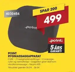 Punkt1 Point rygmassageapparat CURE tilbud