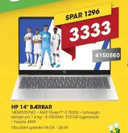 Punkt1 HP 14" bærbar 14EM0057NO tilbud