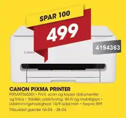Punkt1 Canon pixma printer PIXMATS65501 tilbud