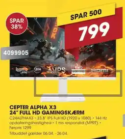 Punkt1 Cepter alpha X3 24" full hd gamingskærm C24ALPHAX3 tilbud