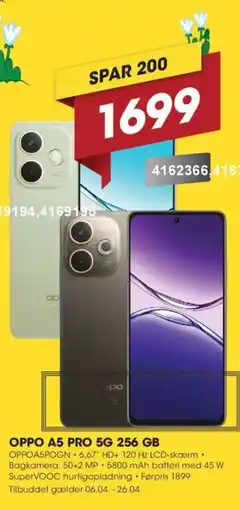 Punkt1 Oppo A5 Pro 5G 256 GB OPPOA5POGN tilbud