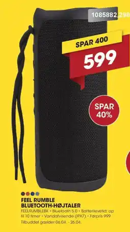 Punkt1 FEEL Rumble Bluetooth-højtaler FEELRUMBLEBK tilbud
