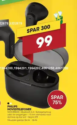 Punkt1 PHILIPS Hovedtelefoner TAT2139BK00 tilbud