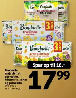 Løvbjerg Bonduelle majs alm. el. økologiske, kikærter el. æ og gulerødder tilbud