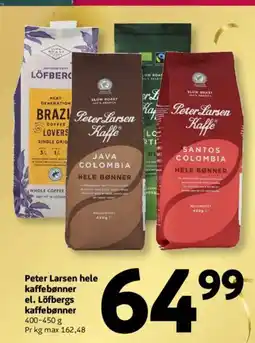 Løvbjerg Peter Larsen hele kaffebønner el. Löfbergs kaffebønner tilbud