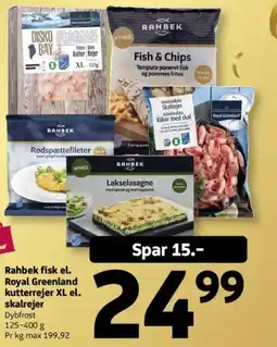 Løvbjerg Rahbek fisk el. Royal Greenland kutterrejer XL el. skalrejer tilbud