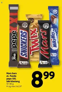 Løvbjerg Mars bars el. Panda pepe XXL lakridsstang tilbud