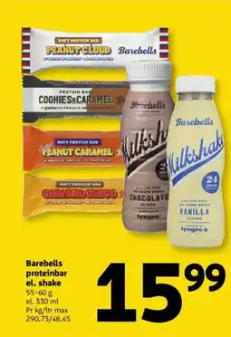 Løvbjerg Barebells proteinbar el. shake tilbud