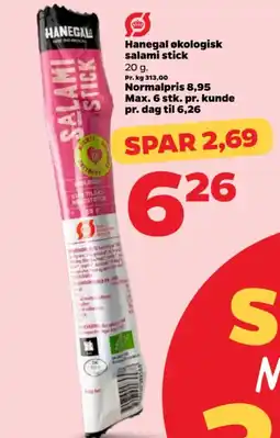 Netto Hanegal økologisk salami stick tilbud
