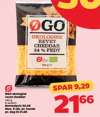 Netto ØGO økologisk revet cheddar tilbud