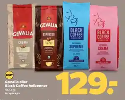 Netto Gevalia eller Black Coffee helbønner tilbud