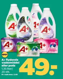Netto A+ flydende vaskemiddel eller pods tilbud