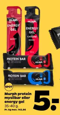 Netto Murph protein myslibar eller energy gel tilbud