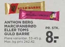 MENY ANTHON BERG MARCIPANBRØD ELLER TOMS GULD BARRE tilbud