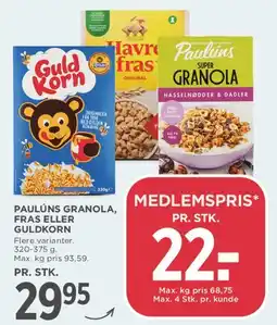 MENY Paulúns Granola / GuldKorn / Havre Fras tilbud