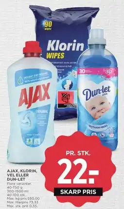 MENY Ajax, Klorin eller Dun-let tilbud