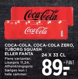 MENY Coca‑Cola / Coca‑Cola Zero / Tuborg Squash / Fanta (kasse) tilbud