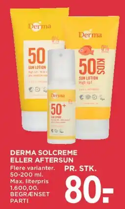 MENY Derma solcreme / aftersun tilbud