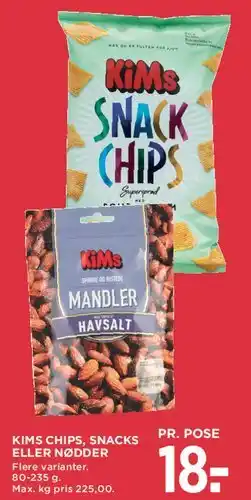 MENY KiMs chips / snacks / nødder tilbud