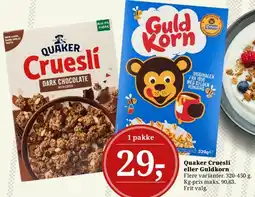 Dagli'Brugsen Quaker Cruesli eller Guld Korn tilbud