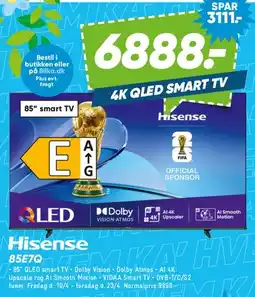 Bilka Hisense 85 4K QLED Smart TV (85E7Q) tilbud