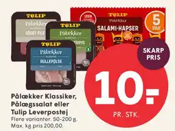 SPAR Pålæg eller Tulip Leverpostej tilbud