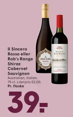 SPAR Il Sincero Rosso eller Rob's Range Shiraz Cabernet tilbud
