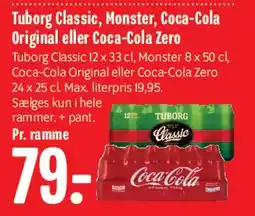 Min Købmand Tuborg Classic, Monster, Coca-Cola Original eller Coca-Cola Zero tilbud