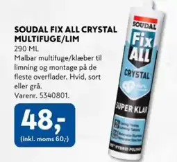 Davidsen Soudal fix all crystal multifuge/lim tilbud