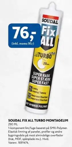 Davidsen Soudal fix all turbo montagelim tilbud