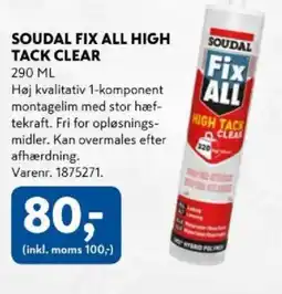 Davidsen Soudal fix all high tack clear tilbud