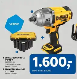 Davidsen DEWALT Slagnøgle 1/2" 18 v +DEWALT topnøglesæt 1/2" 7 dele tilbud
