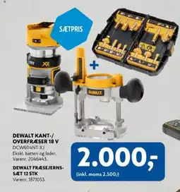 Davidsen DEWALT Kant-/ overfræser 18 v + DEWALT fræsejerns sæt 12 stk tilbud
