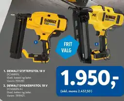 Davidsen DEWALT stiftepistol 18 v + DEWALT dykkerpistol 18 v tilbud