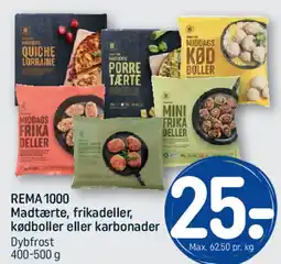 REMA 1000 Madtærte, frikadeller, kødboller eller karbonader tilbud