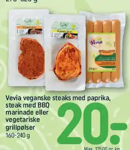 REMA 1000 Vevia veganske steaks / vegetariske grillpølser tilbud
